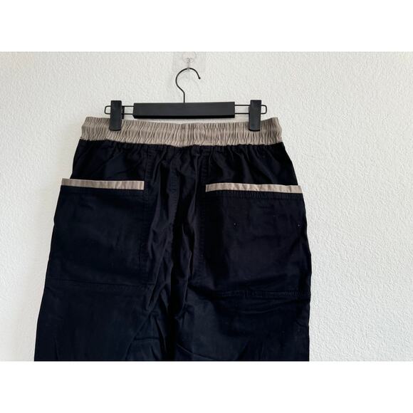 NWT Men's Black Cargo Pants Elastic Drawstring Waist Pockets Medium - Picture 6 of 11